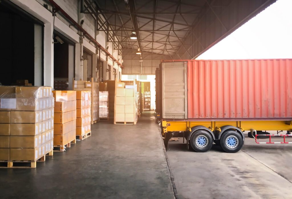 Truck loading cargo